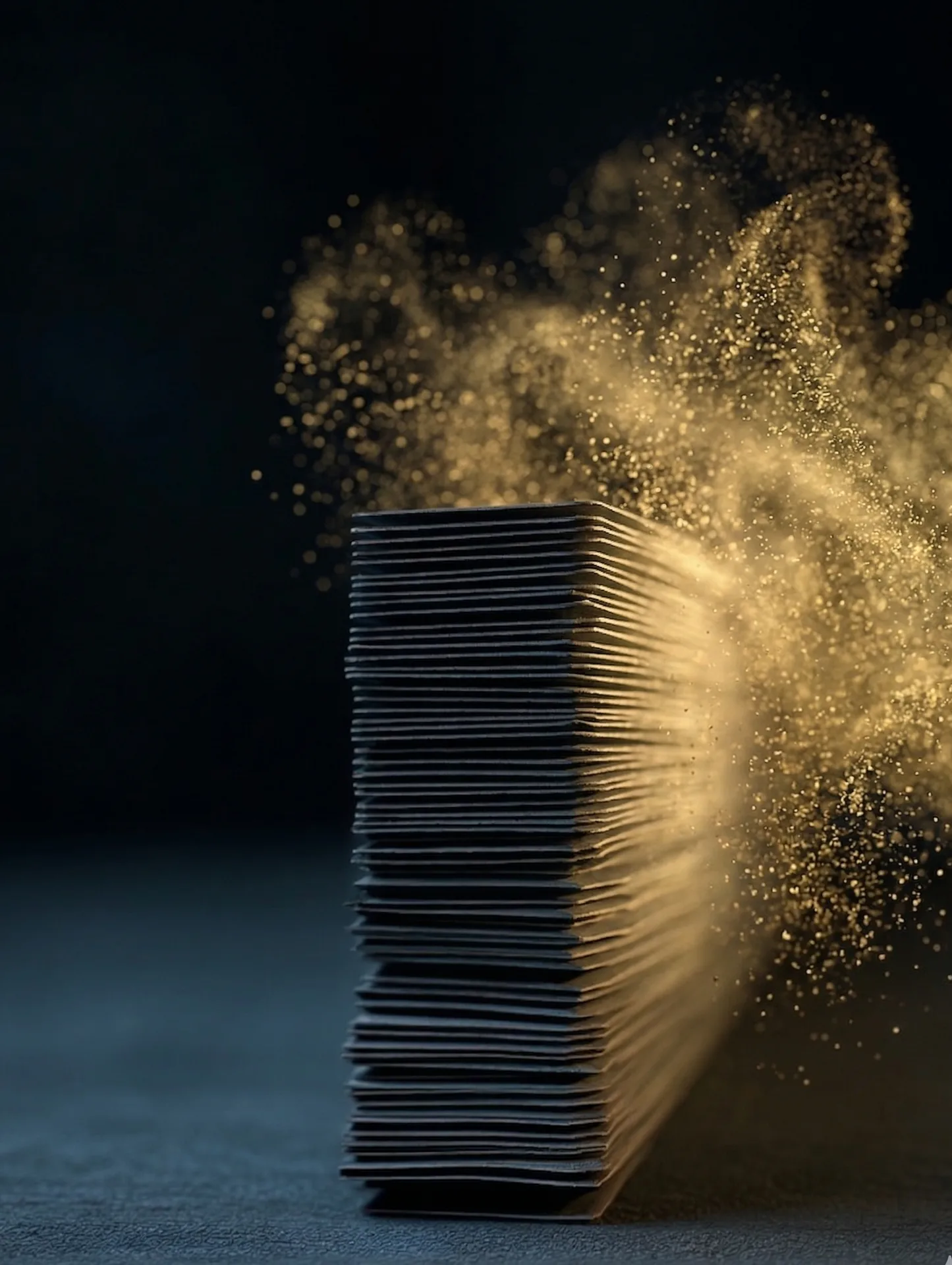 Papierstapel mit goldenem Staub - wertvolle Substanz